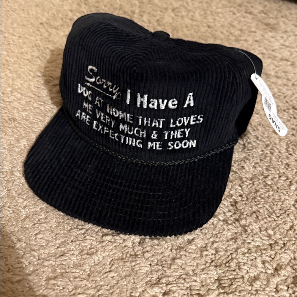 Black SNAG Dog Corduroy Hat NWT